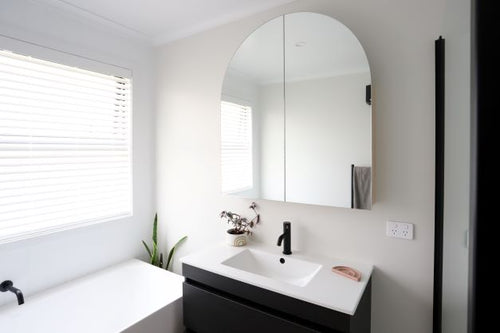 Arch cabinet bathroom mirror, oak or white