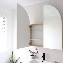 Load image into Gallery viewer, Arch cabinet bathroom mirror, oak or white
