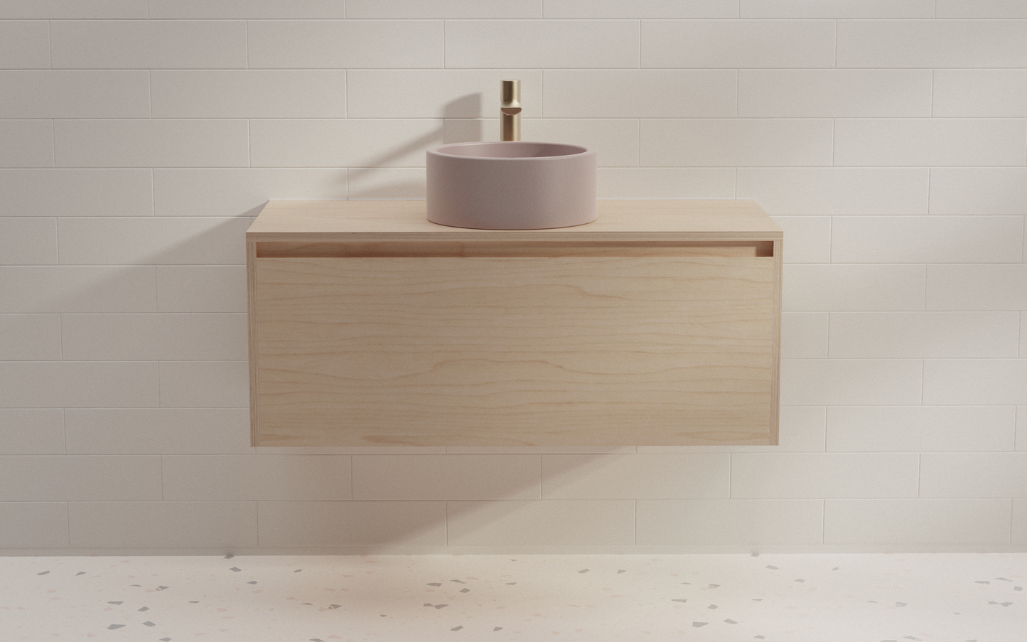 Plywood wall hung vanity