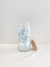 Load image into Gallery viewer, Large glass drinking cup with bamboo lid and glass straw. Handmade design
